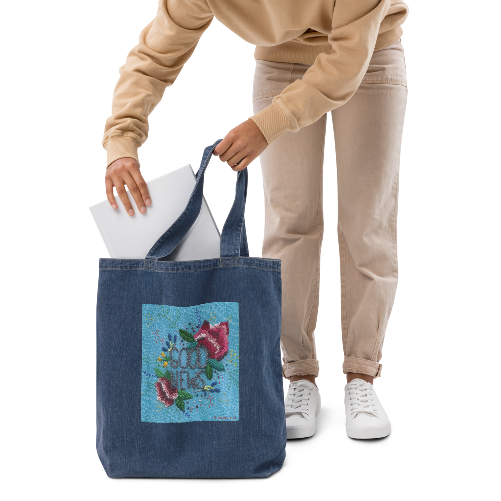 "BUENAS NOTICIAS" - Organic denim tote bag