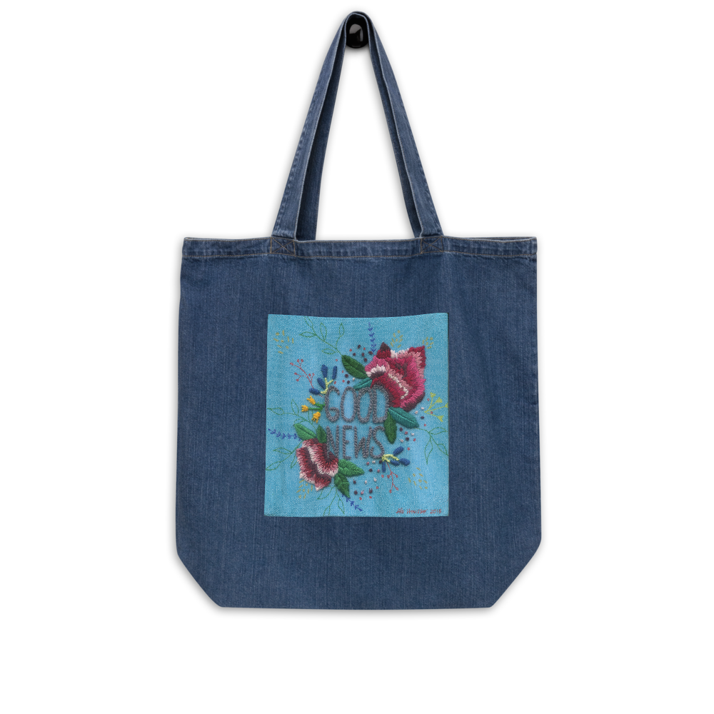 "BUENAS NOTICIAS" - Organic denim tote bag